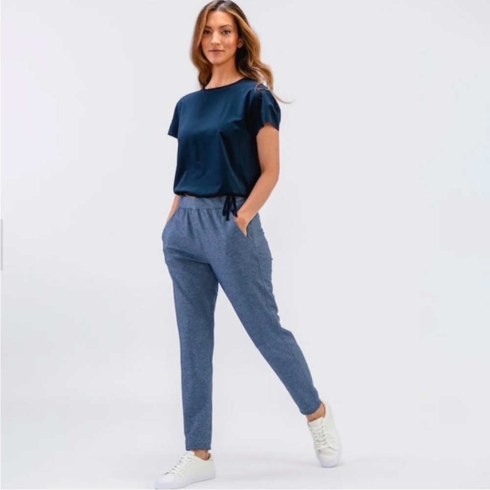 Ministry of Supply Merino Wool Blend Navy and Heather Blue Pull-On Jogger Pants